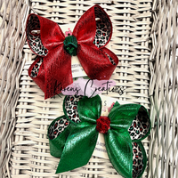 Red/Emerald Crackle Lame Christmas Hair Bow