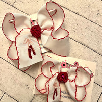 Moonstitch Embroidered Ballet Pointe Shoes Hair Bow