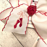Moonstitch Embroidered Ballet Pointe Shoes Hair Bow