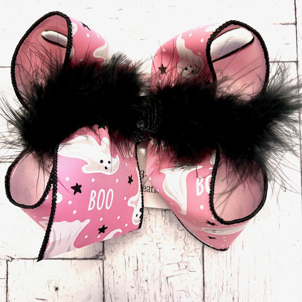 Halloween Pink Boo Ghost Hair Bow