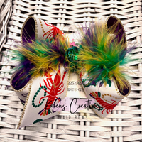 Mardi Gras Cajun Crawfish Hair Bow