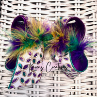 Mardi Gras Glitter Quatrefoil Petals Hair Bow