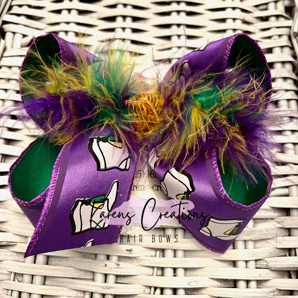 Mardi Gras Marching Boots Hair Bow