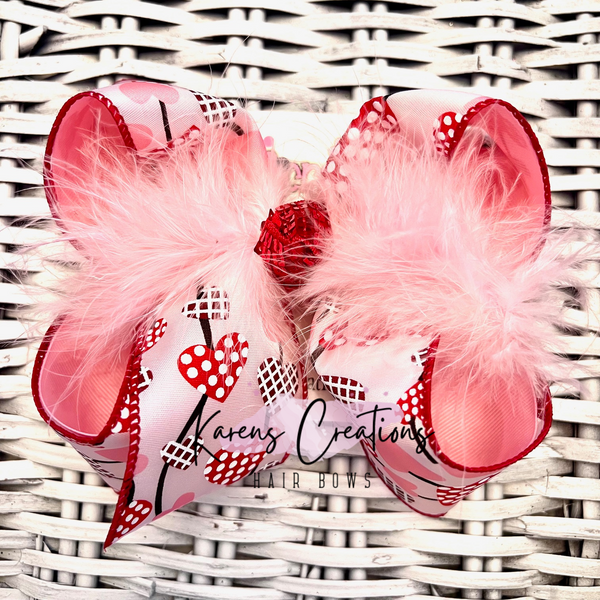 Valentine's Day Pink/Red Patterned Hearts Hair Bow