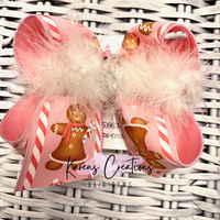 Pink Gingerbread Cookies Christmas Hair Bow