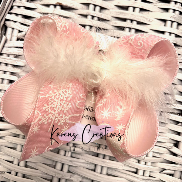 Pink Glitter Christmas Trees Hair Bow