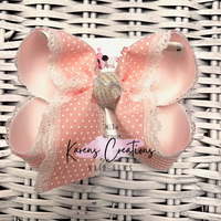 Pink Swiss Dots Scallop Hair Bow