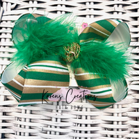 St. Patrick's Day Green/Gold Stripes Hair Bow