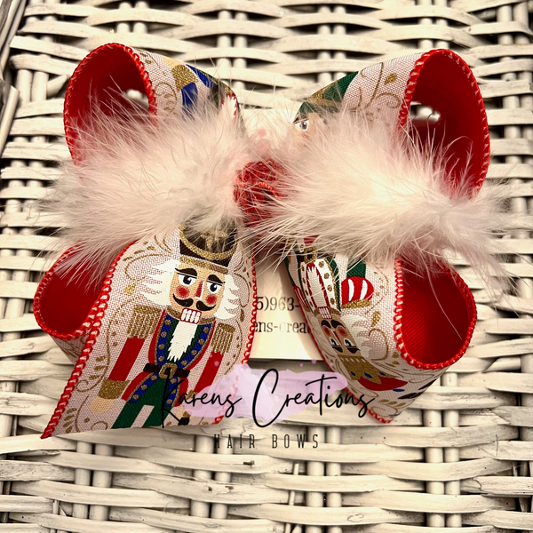 Traditional Glitter Nutcracker Toy Soldier Hair Bow