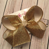 Gold Sparkle Glitter Ribbon Jumbo or Large Layered Hair Bow