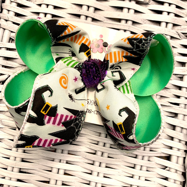 Halloween Witches Legs Print Jumbo or Large Layered Hair Bow