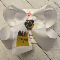 Jumbo/Large School Themed Embroidered Bows