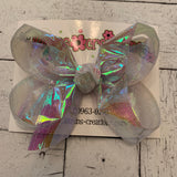 Clear Iridescent Cellophane Ribbon Large or Medium Single Layer Hair Bow