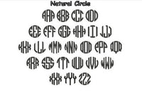 Natural Circle Triple Script Font Jumbo Large Medium or Small Monogrammed Hair Bow