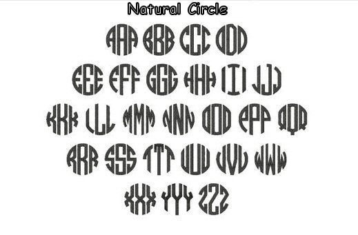 Natural Circle Triple Script Font Jumbo Large Medium or Small Monogram ...
