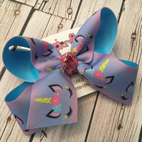 Ombre Summer Unicorn Jumbo or Large Layered Hair Bow